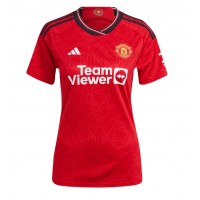 Camiseta Manchester United Donny van de Beek #34 Primera Equipación Replica 2023-24 para mujer mangas cortas